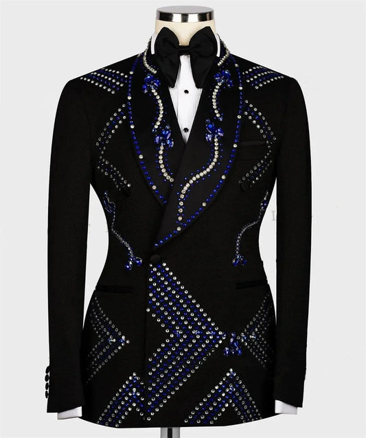 Fashion Men's Suit Rhinestone Beading Shawl Lapel Blazer One Piece Coat One Button Prom Formal Occasion Customized Only Jacket