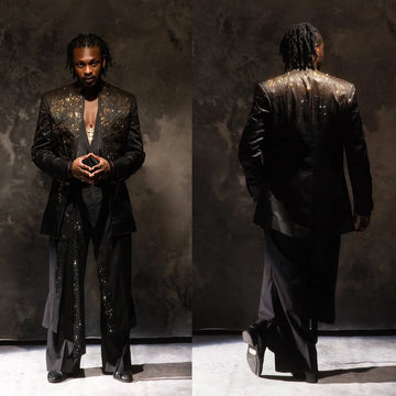 Luxury Men Suits Jacquard Tailor-Made 2 Pieces Set Jacket Blazer Appliques Groom Evening Prom Party Customized Coat Pants