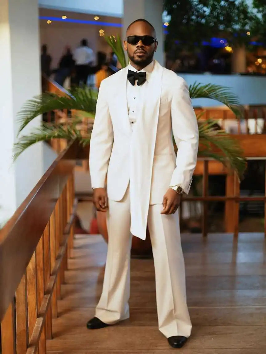 Simple Men Wedding Suits Shawl Lapel Tuxedos Groom Wear 2 Pcs Jacket with Pants Prom Evening Party Custom Made