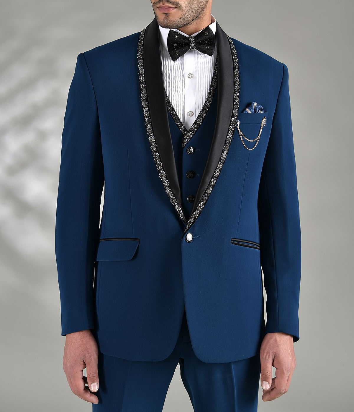 Costume 3 pièces pour homme, blazer, gilet, pantalon, revers transparent, un bouton, appliques, marié, tenue de travail formelle, sur mesure, grande taille