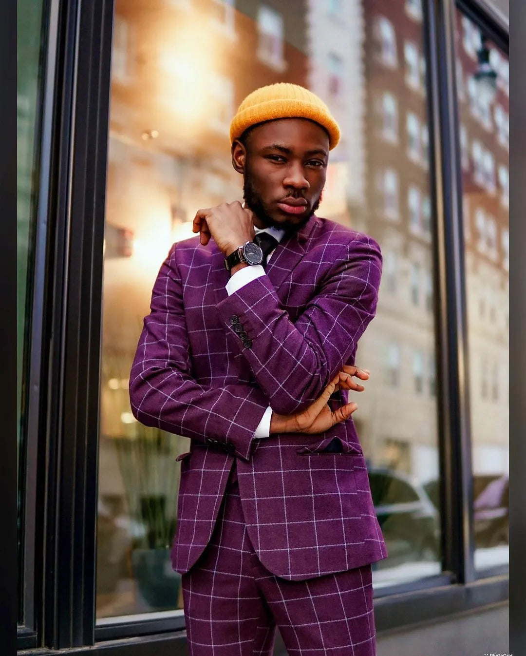 Traje de novio morado de 3 piezas con blazer, pantalón y velo, esmoquin de boda a medida, de un solo pecho.