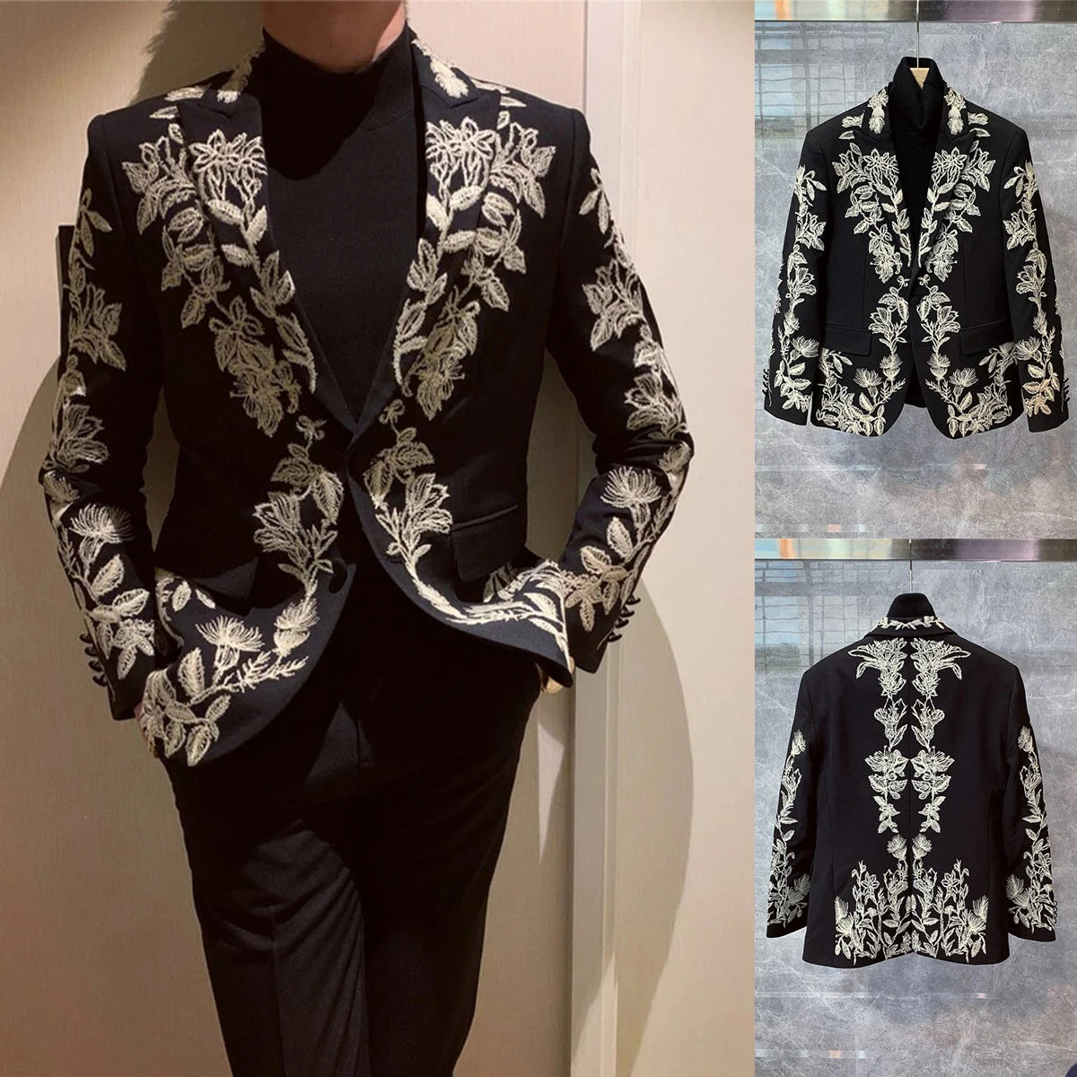 Embroidery Wedding Mens Suit New Arrivals Fashion Coat Pant Handsome Business Formal Groom Tuxedo Party Suits Size Customized
