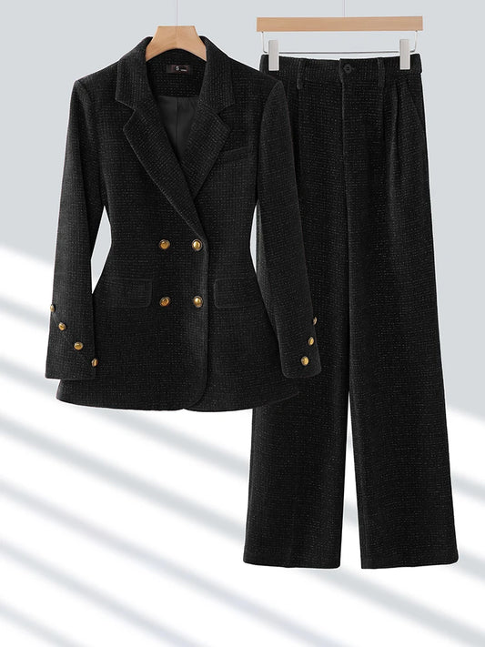 Pink Coffee Black Office Ladies Pant Suit Women Female Business Work Wear Jacket Blazer and Trouser Formal 2 Piece Set