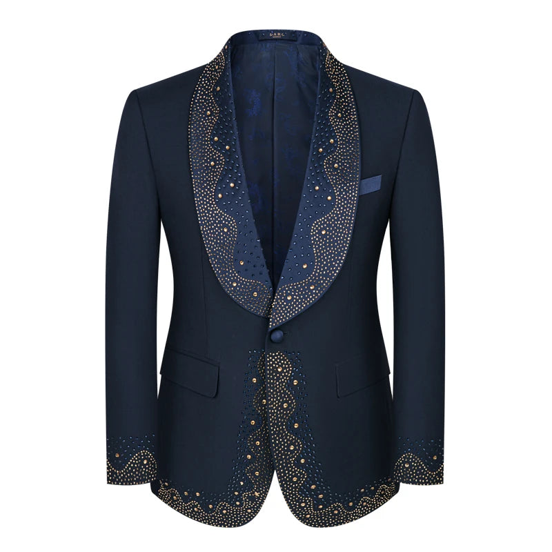 High-grade Light Luxury Mens Suits Set 3 Pieces, Wedding Host Banquet Performance Party Blazer Dress with Pants Vest,