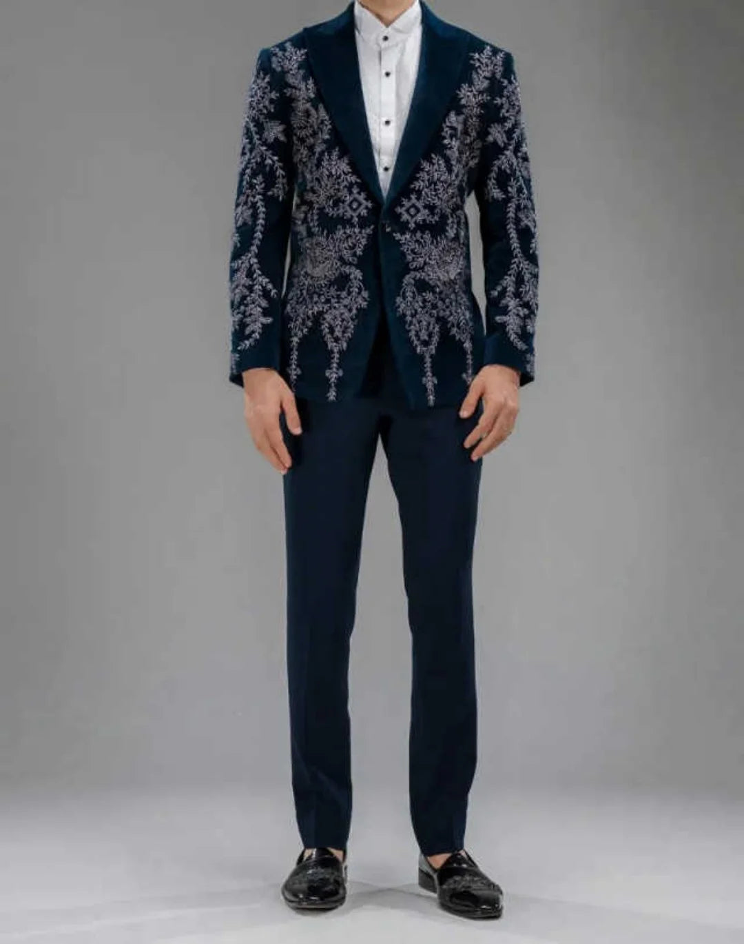Elegant Men's Suits 2 Pieces Blazer Appliques Single Breasted Wedding Tuxedos Slim Fit Custom Made Costumes Hommes