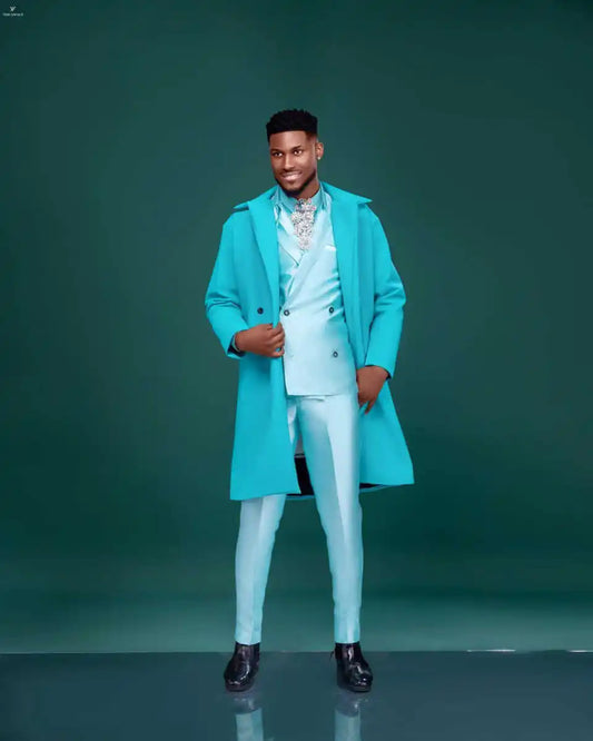 Winter Woolen Men's Wedding Long Blazer Peaked Lapel Jacket Tuxedos Business Party Wear Long Overcoat Customized