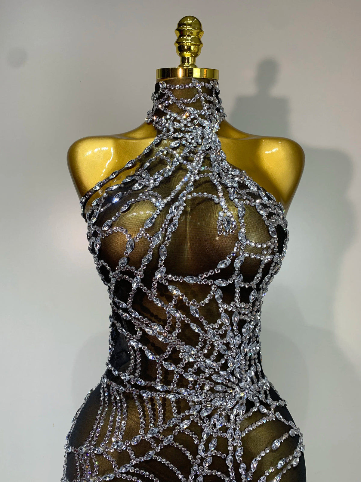 Sparkly Diamond Women Sexy Mesh Jumpsuit Nightclub Bar Party Show Gogo Dancer Clothing Drag Queen Outfit Stage Costume