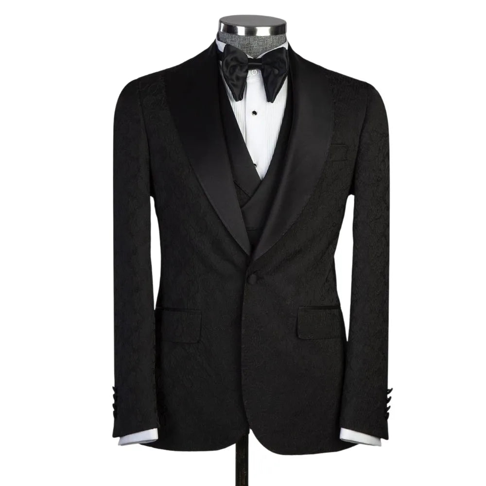 Business Man Tuxedos Formal Shawl Lapel One Button Men Suit Handsome 2 Piece Set Jacket Pants Evening Wedding Groom Customized