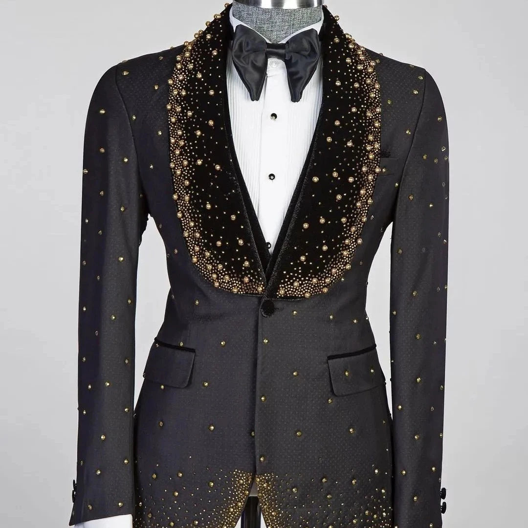 Costume 3 pièces pour homme, veste, gilet, pantalon, un bouton, revers pointu, formel, bal, mariage, marié, grande taille, sur mesure