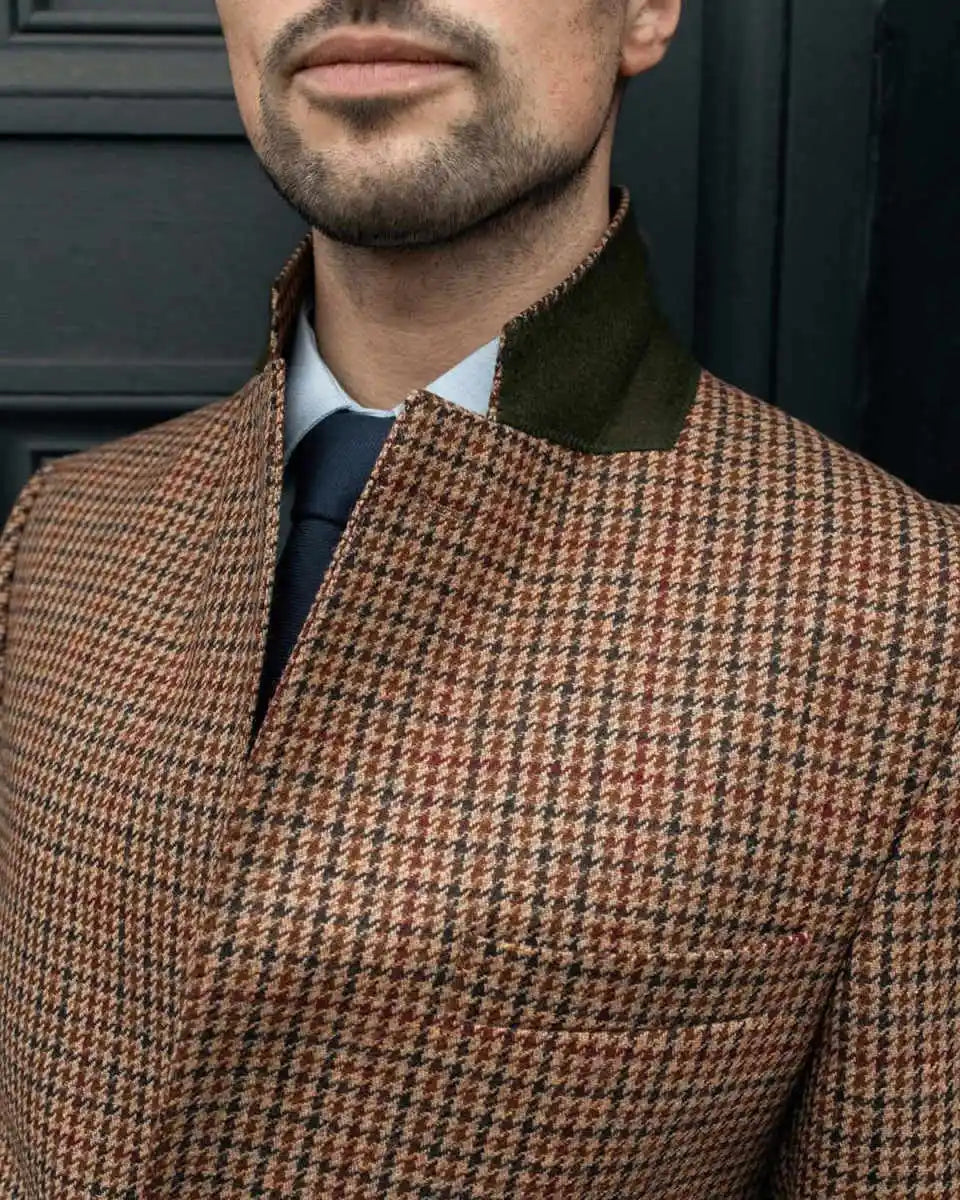 Houndstooth Men Wedding Suits Jacket Notched Lapel Tuxedo Single Breasted Blazer Business Party Only Coat Custom Made