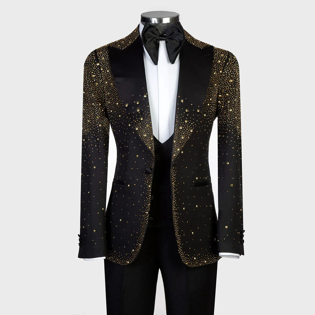 Customized Unique Design Beaded Crystals Men Suits Wedding Groom Tuxedos 2 Pieces Sets Male Prom Blazers Party