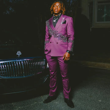 Luxury Diamond Wedding Groom 2 Pieces Sets Men Suits Slim Fit Tuxedos Shiny Male Prom Blazers Trajes Para Hombre Customized