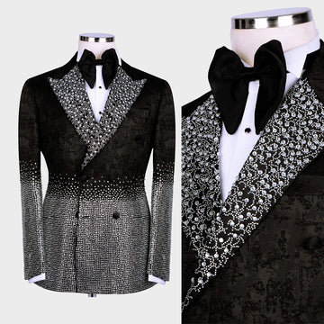 Luxury Wedding Tuxedos Beads 1 Piece Blazer Peaked Lapel Single Breasted Formal Prom Jacket Slim Fit Custom Made