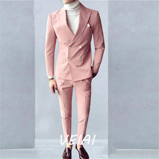 Brown Groom Tuxedos Peak Lapel Groomsmen Mens Wedding Dress Excellent Man Jacket Blazer Business Suit(Jacket+Pant）