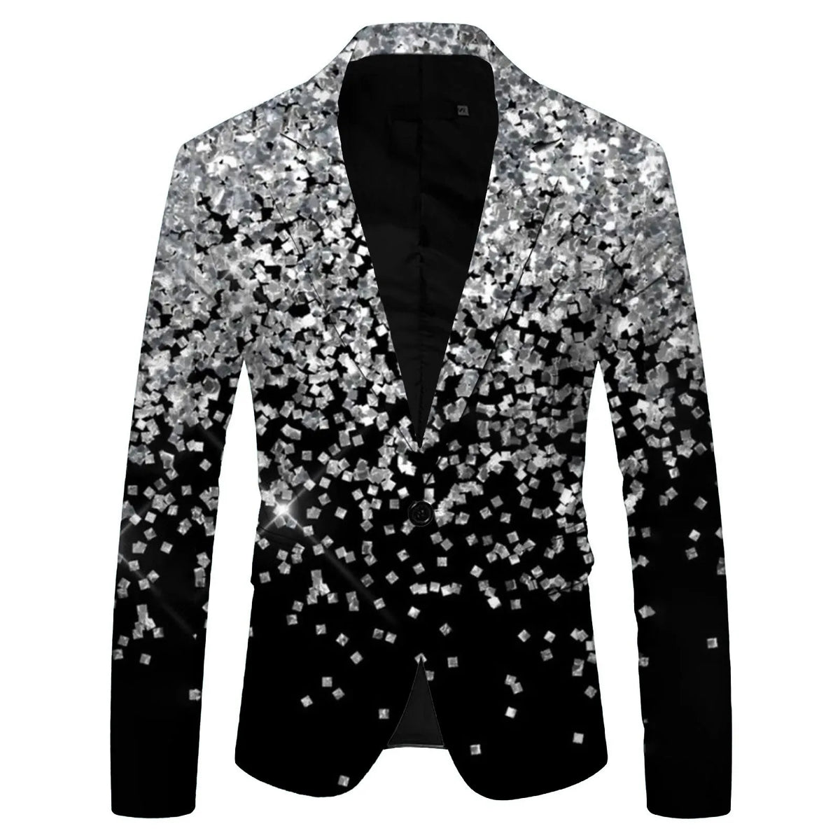 Traje de hombre con estampado de lentejuelas, solapa, botonadura sencilla, un botón, chaqueta deportiva, chaqueta de fiesta, abrigo informal