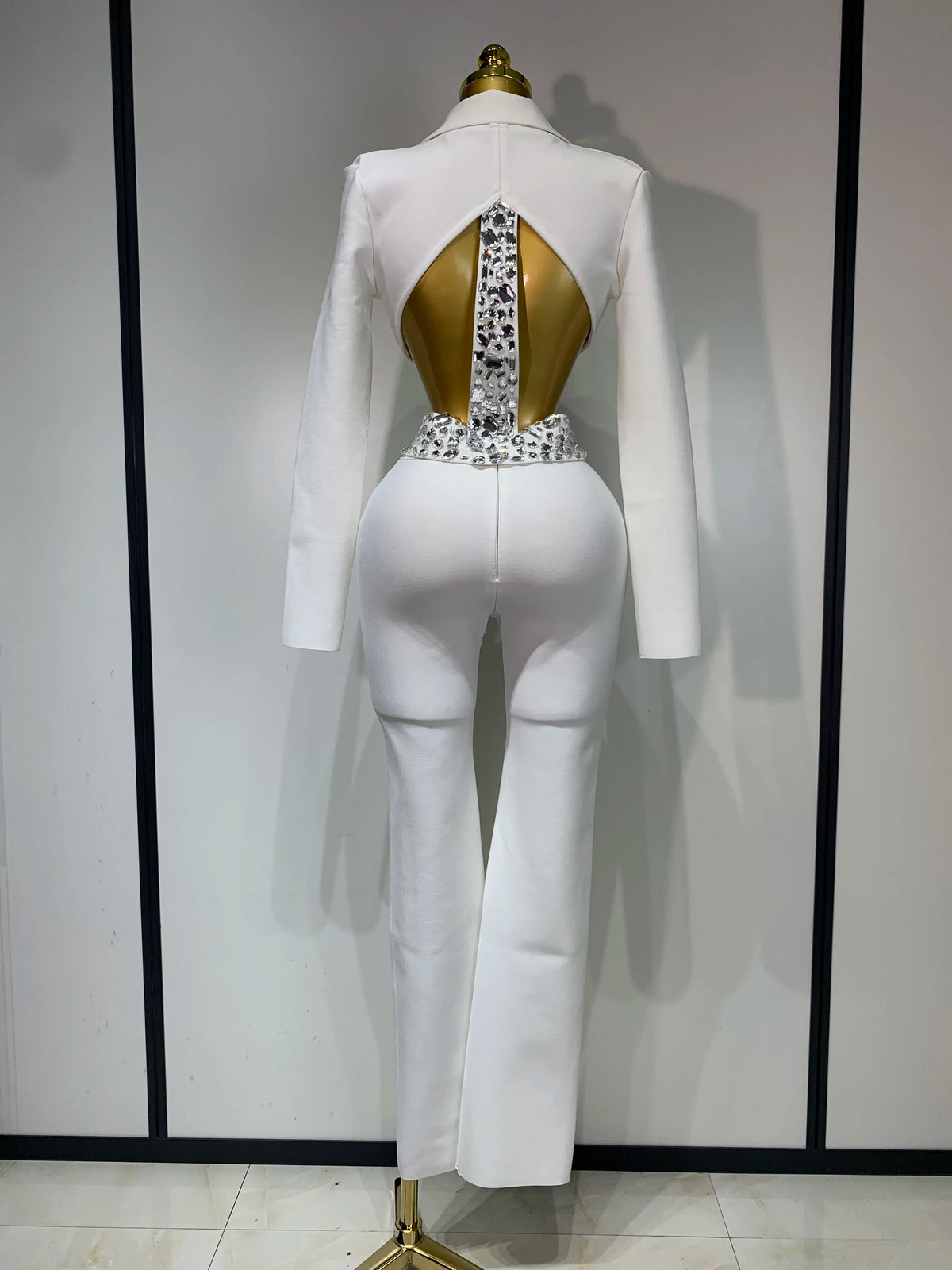 Women Sexy Long Sleeve Beading Bodycon Two Pieces Pants Bandage Set Celebrity Designer Fashion Women's Luxury Birthday Set