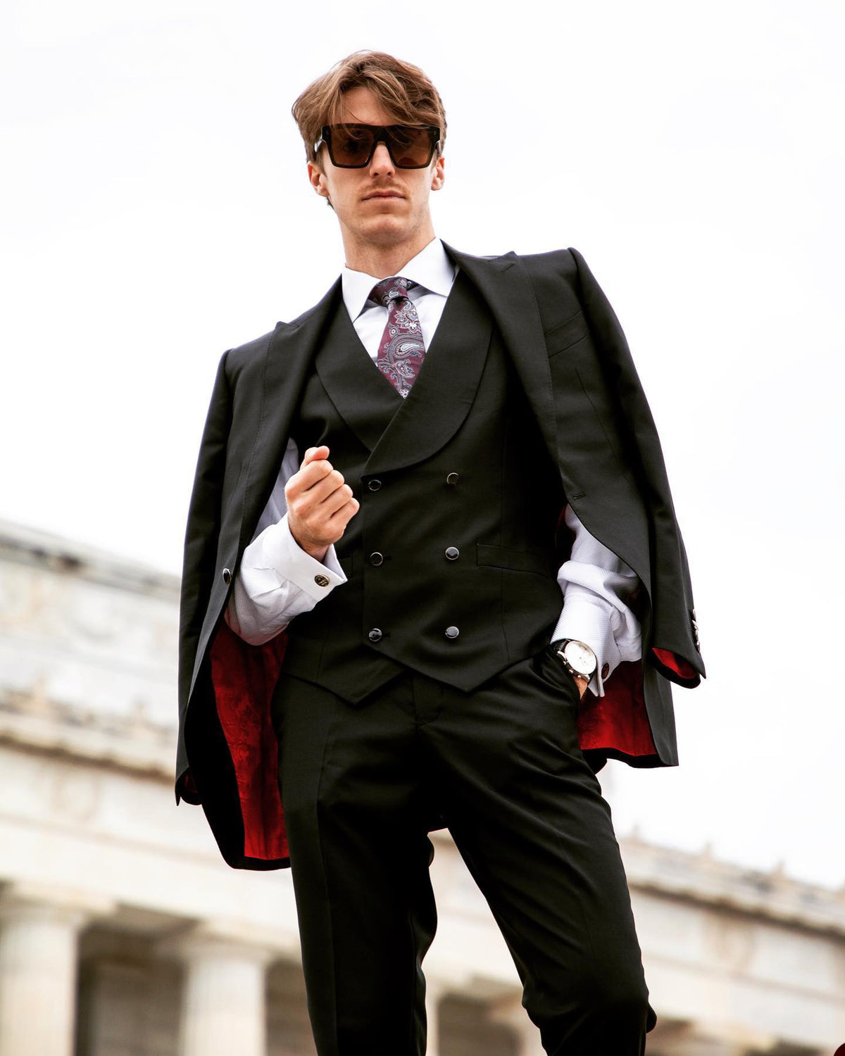 Retro Gentleman Wedding Men Suits Fit Slim Tailor-Made Groom 3-Pieces Coat Vest Pant Formal Occasions Party Singer Costume Made