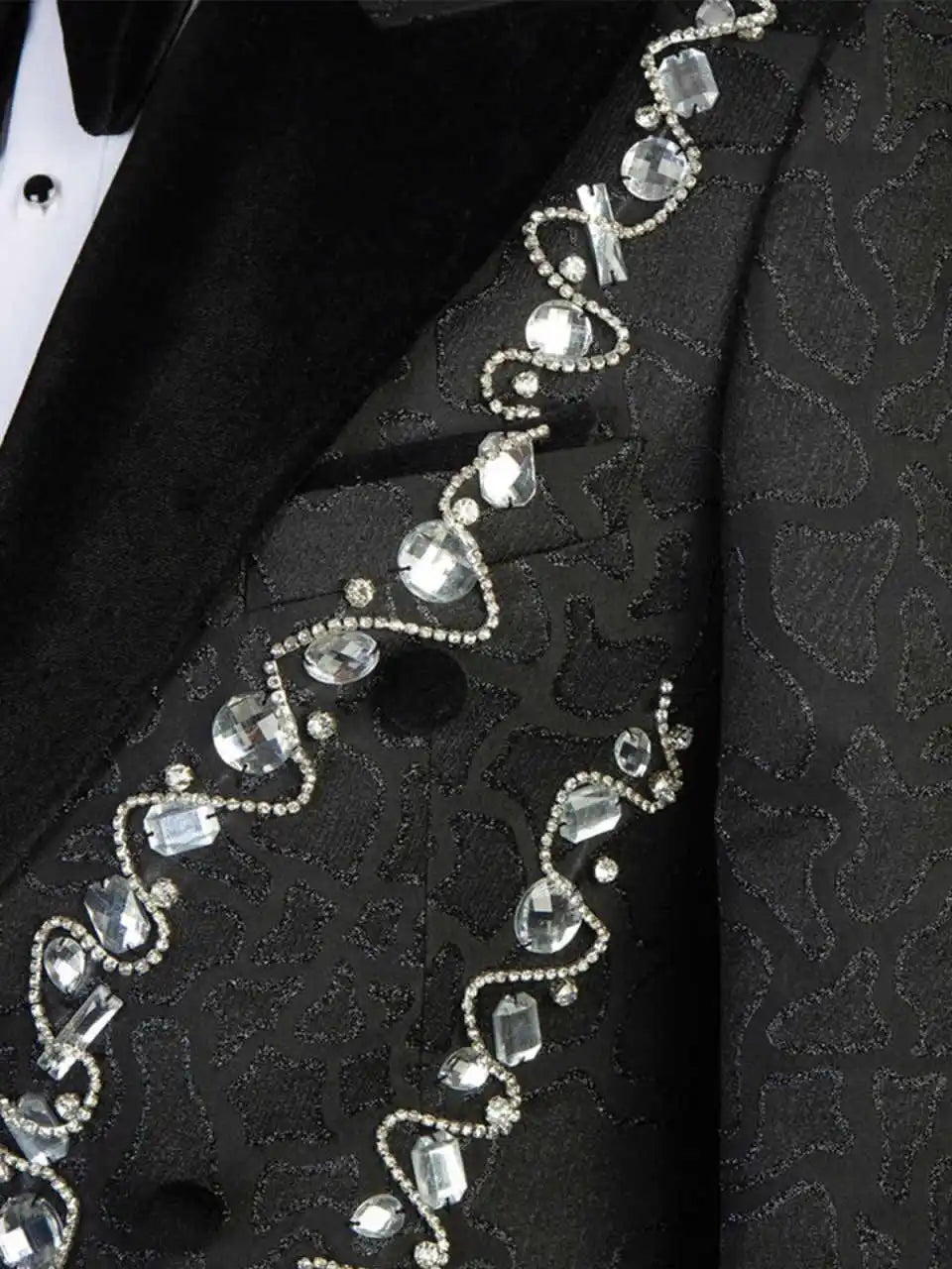 Luxury Beading Wedding Tuxedos 1 Piece Set Jacket Double Breasted Men Suit Designer Crystal Groom Blazers Customized