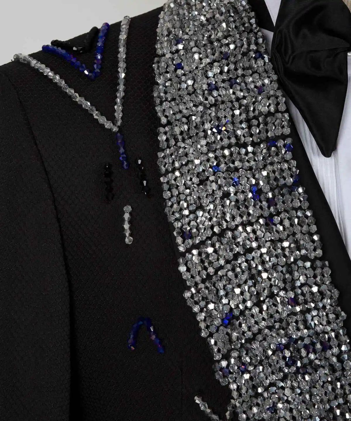 Exquisite Man Tuxedos Crystal Beaded 2 Pcs Jacket Pants Wedding Suit Luxury Shawl Lapel Evening Groom Party Outfits Customized