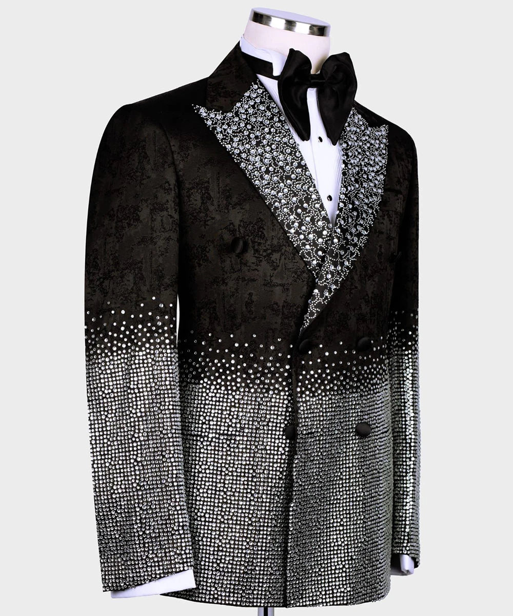Luxury Wedding Tuxedos Beads 1 Piece Blazer Peaked Lapel Single Breasted Formal Prom Jacket Slim Fit Custom Made
