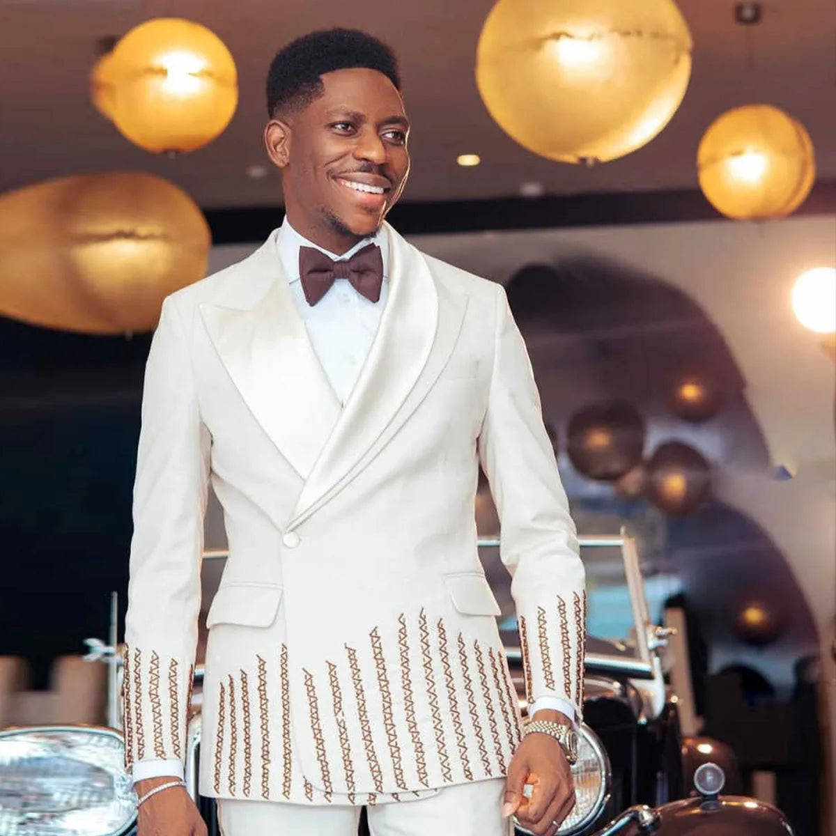 Customized Gem Men Suits Slim Fit Wedding Tuxedo Double Breasted Diamond 2 Piece Sets Groom Male Blazers Peak Lapel Party Homme