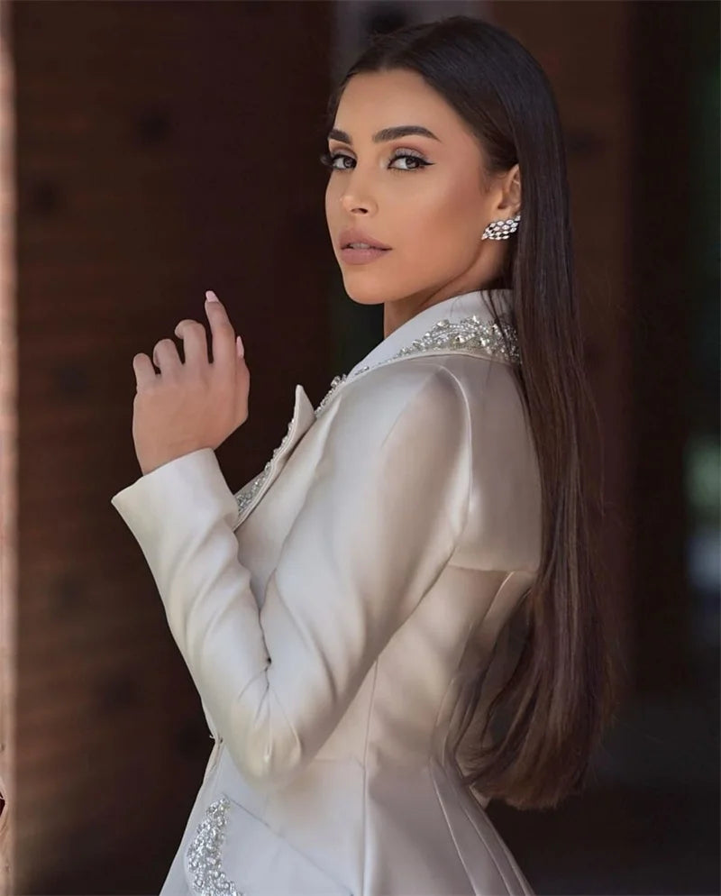 Crystal Women Suits Set For Wedding Tuxedo Custom Made 2 Pcs Blazer+Straight Pants Formal Office Lady Bridal Party Prom Dress