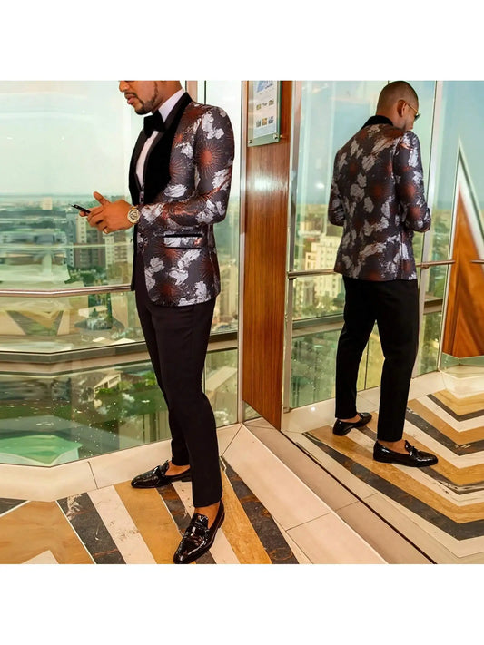 Traje de hombre de corte entallado de 3 piezas, esmoquin de un botón, conjunto para boda, graduación, cena (chaqueta, chaleco y pantalones)