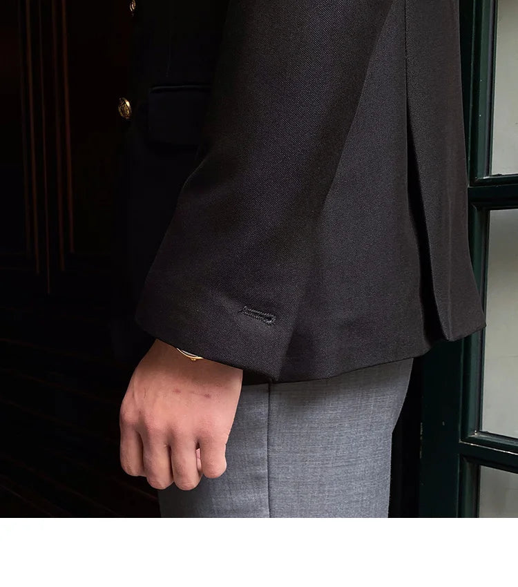 Blazer de estilo británico para hombre, traje ajustado de dos piezas con doble botonadura, color liso, informal y moderno.