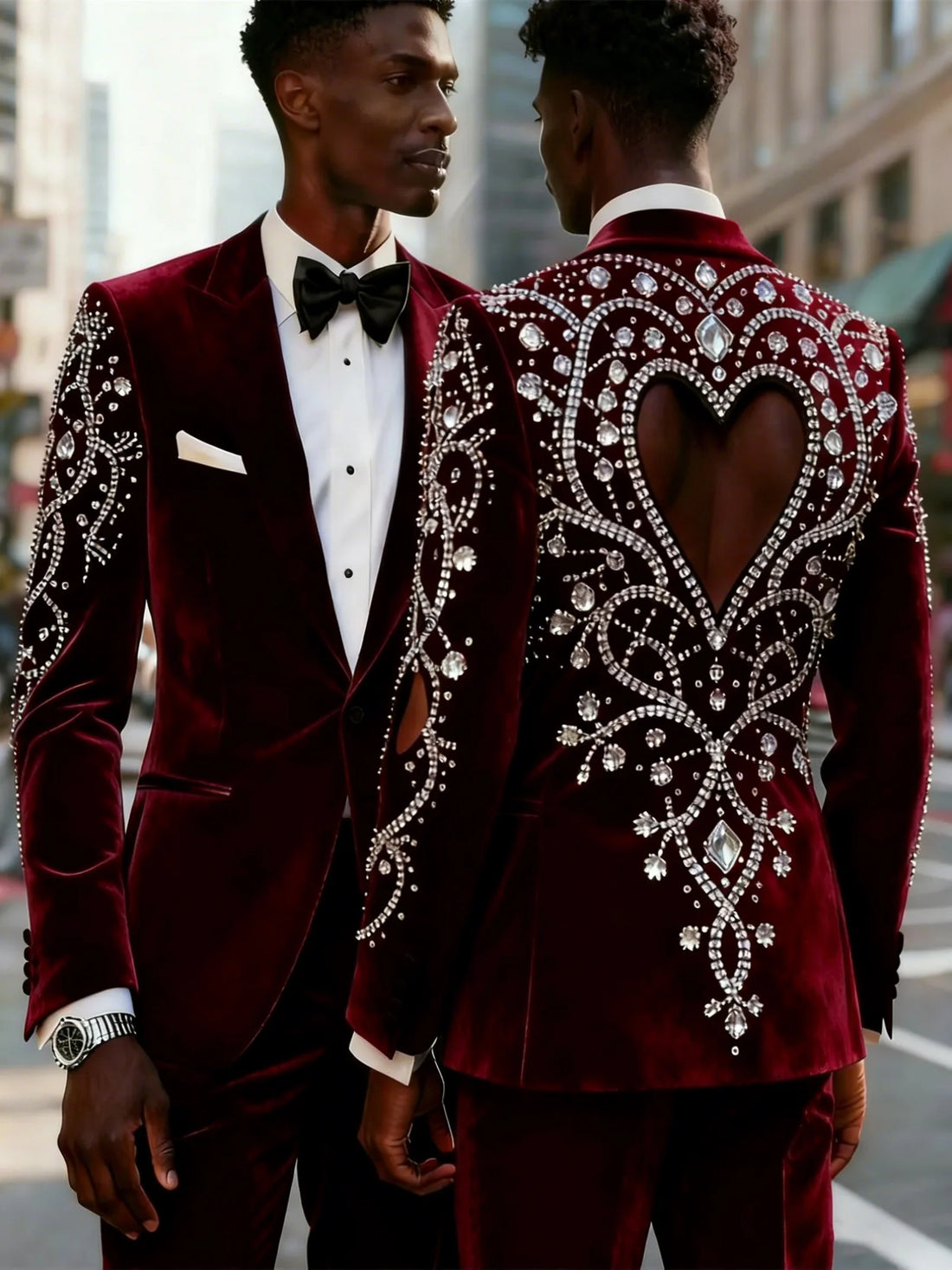 Luxury Rhinestone Wedding Suits 2 Pieces Blazer Single Breasted Prom Groom Evening Party Tuxedos Custom Made Costume Homme