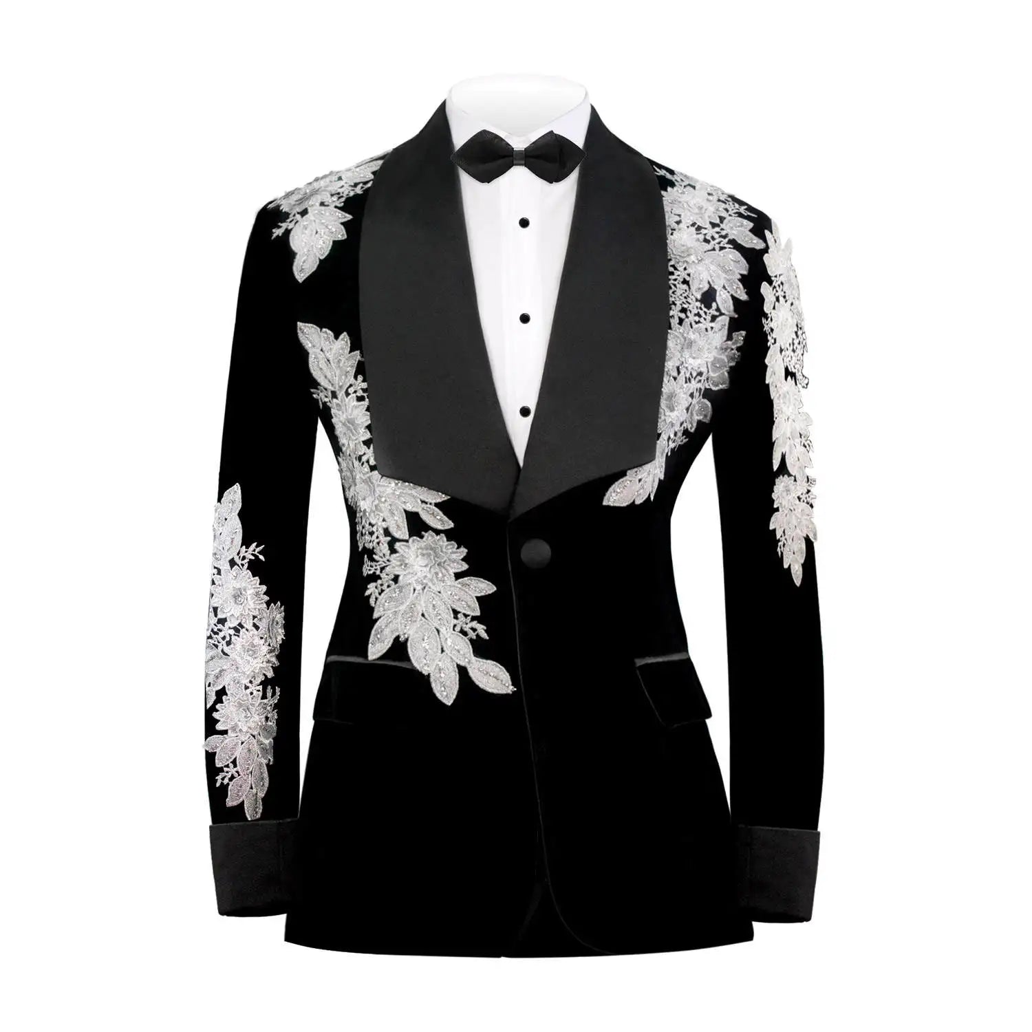 Designer Wedding Tuxedos Appliques Sequins Men Suit Shawl Lapel 1 Piece Set Jacket Party Groom Business Blazers Customized