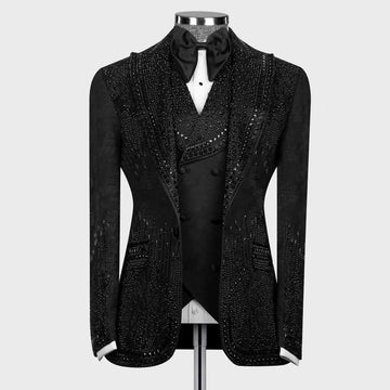 Glitter Diamond Customized Men Suits Trajes Para Hombre 3 Pieces Sets Male Prom Blazer Shawl Lapel Groom Wedding Tuxedos