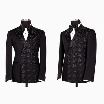 Appliques Wedding Men Coat Peaked Lapel Double Breasted Tuxedos Blazer Slim Fit Clothing Party Only Jacket Customized