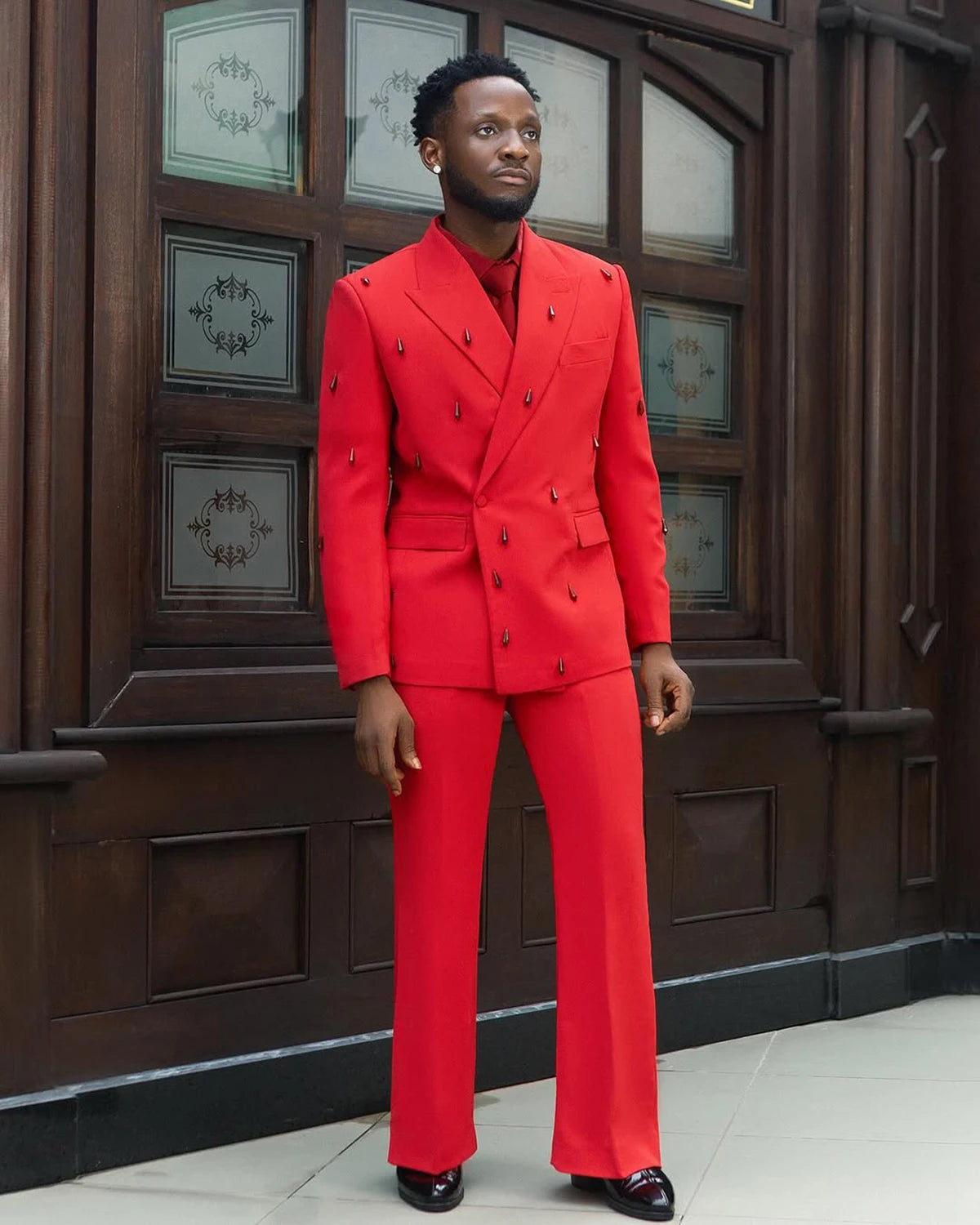 Simple Men Suits Tailor-Made Groom 2 Pieces Peaked Lapel Jacket Blazer Double Breasted Evening Party Customized Coat Pants
