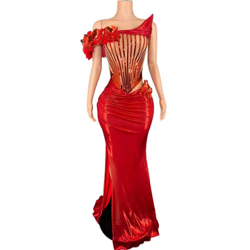 Elegant Celebrate Evening Prom Wedding Birthday Dress for Women Photo Shoot Wear Sexy Mesh See Through Tube Bandage Slip Dress