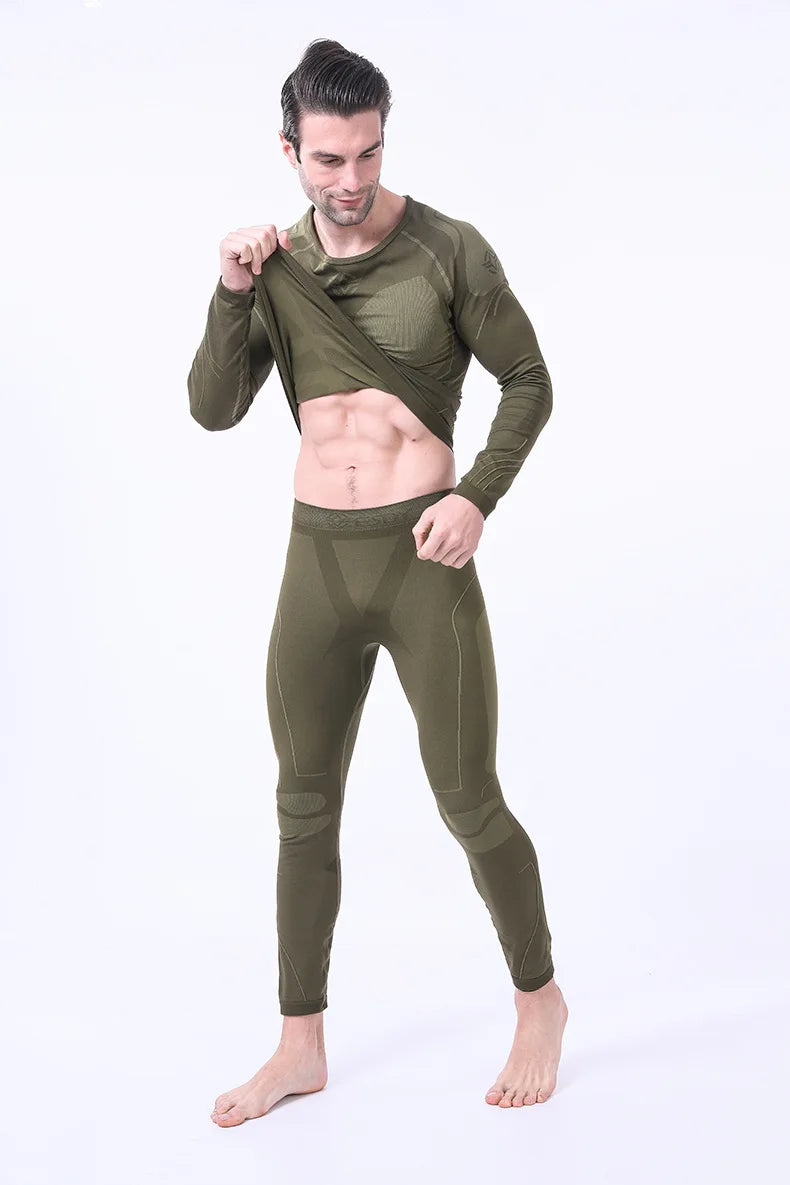Men's Compression Shirt and Pants Set Long Sleeve Fitness Sportswear Black