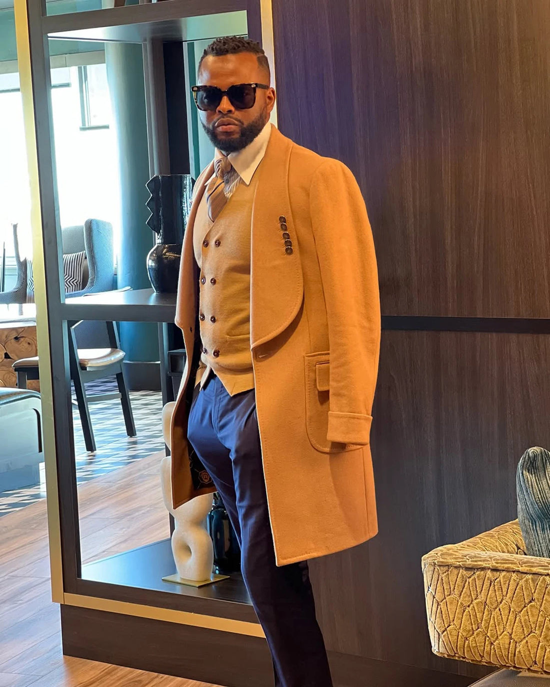 Fashion Men Overcoat Shawl Lapel One Piece Long Suits Tailor-Made Jacket Blazer One Button Groom Customized Coat