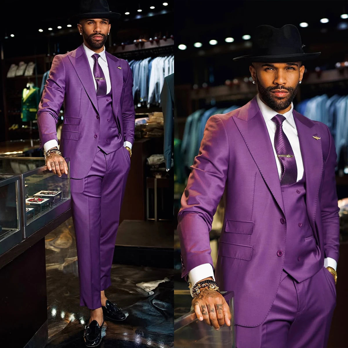 Simple Men Suits Wedding Peaked Lapel Tailor-Made 2 Pieces Set Jacket Two Button Blazer Groom Customized Coat Pants