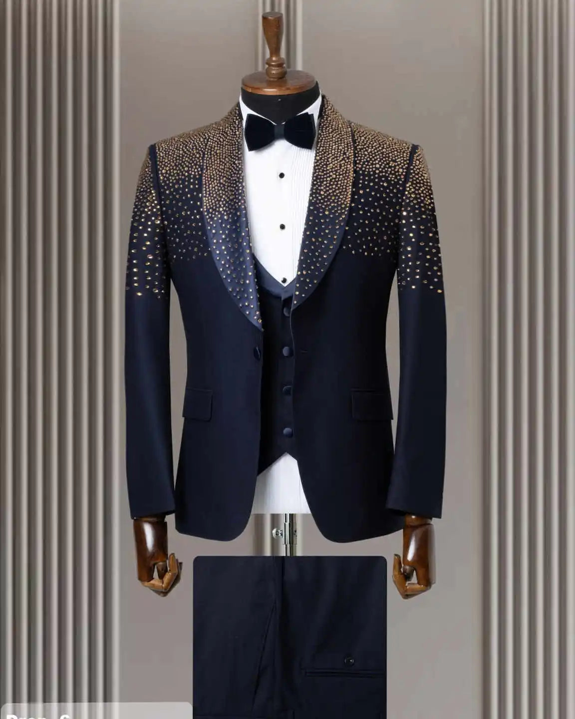 Crystals Men Suit Set 2 Piece Blazer+Pants Trousers Luxury Shiny Wedding Tuxedos Formal Office Jacket Prom Coat Customized