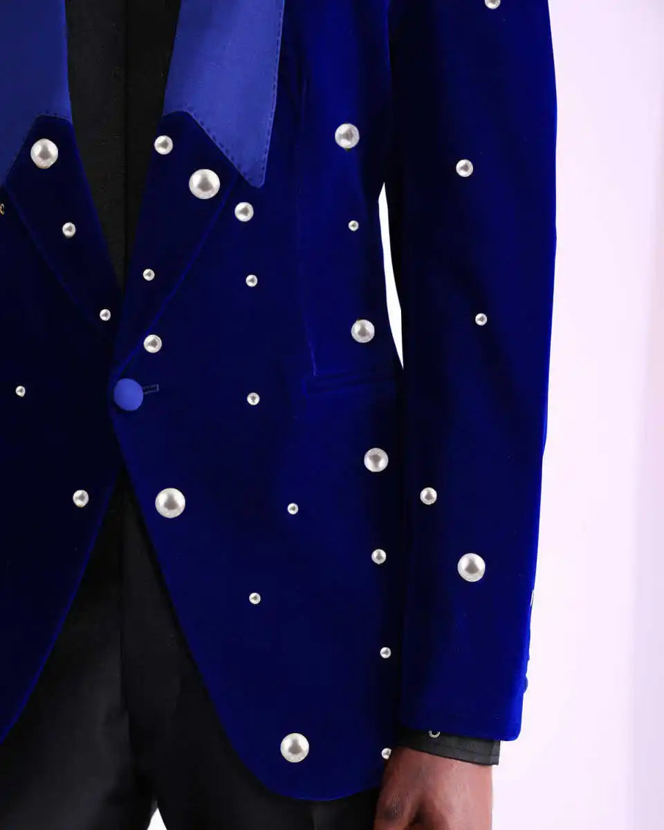 Retro Men Suits for Wedding Pearls Shawl Lapel Blazer One Piece Tuxedo One Button Celebrity Party Coat Customized Only Jacket