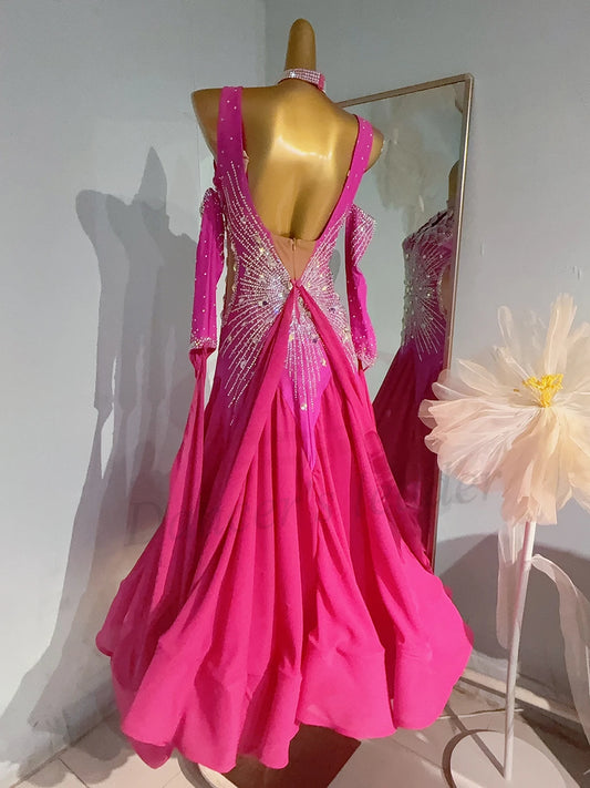 Latin Dance Diamond Professional Women's Wear High end Customized Sleeveless Rose Red Modern Skirt Samba Stage Performance Dress