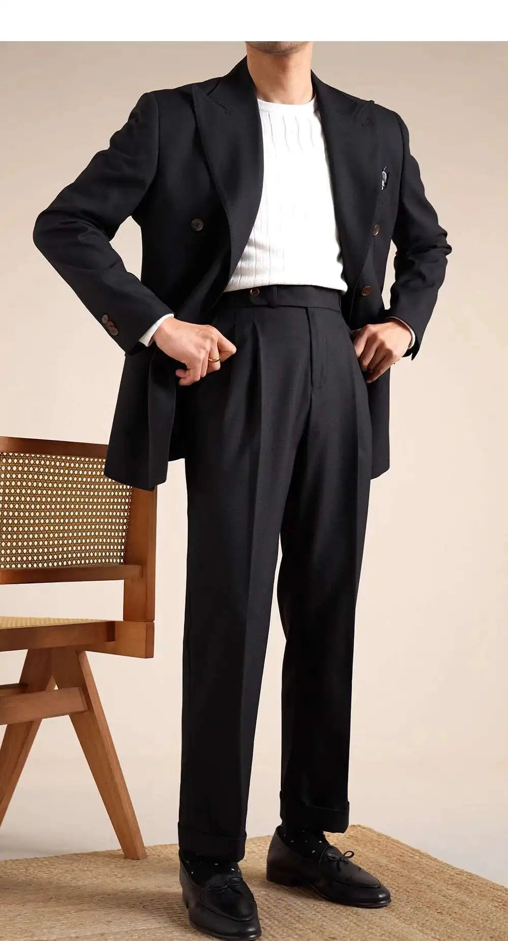 Double Breasted Wedding Suit Men Tuxedo Suit Smoking Homme Mariage Traje Novio Wool Italian Blazers Suit for Men's Business