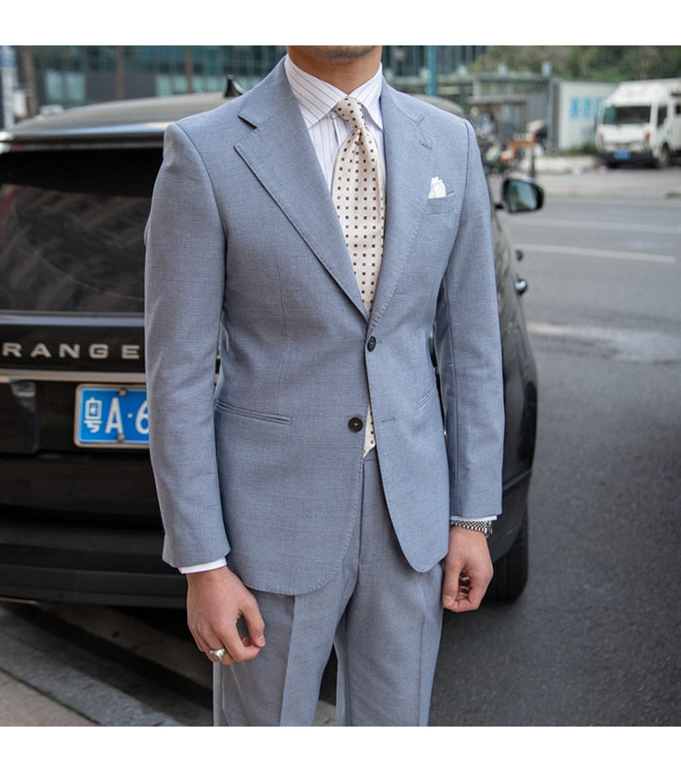 Wedding Suits For Men Solid Color Business Formal Casual Dress Suits 2 Pieces Office Work Party Prom Costume Homme
