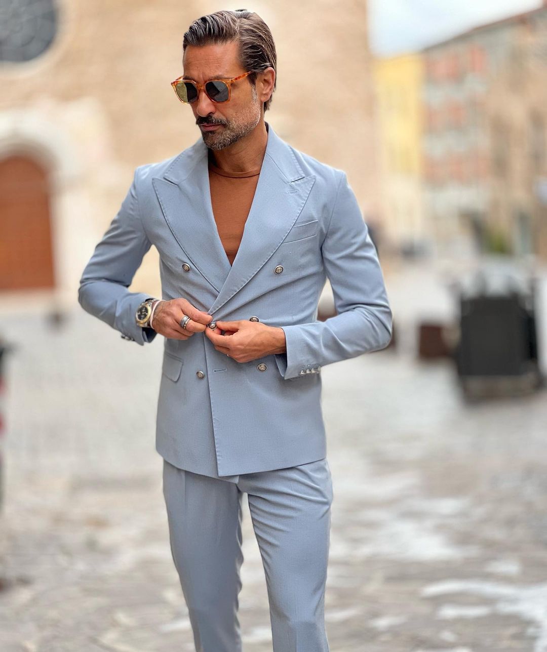 Costume classique bleu ciel pour homme, croisé, deux pièces, veste et pantalon sur mesure, costume de créateur pour occasion formelle 