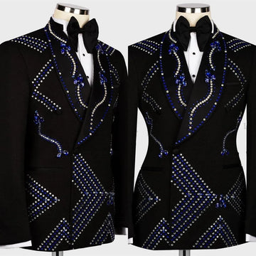 Fashion Men's Suit Rhinestone Beading Shawl Lapel Blazer One Piece Coat One Button Prom Formal Occasion Customized Only Jacket
