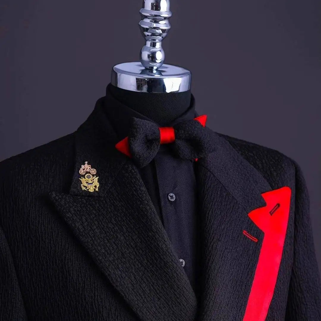 Classic Wedding Tuxedos Handsome Men Suits Peaked Lapel 2 Piece Set Jacket Vest Business Blazers Customized High Quality