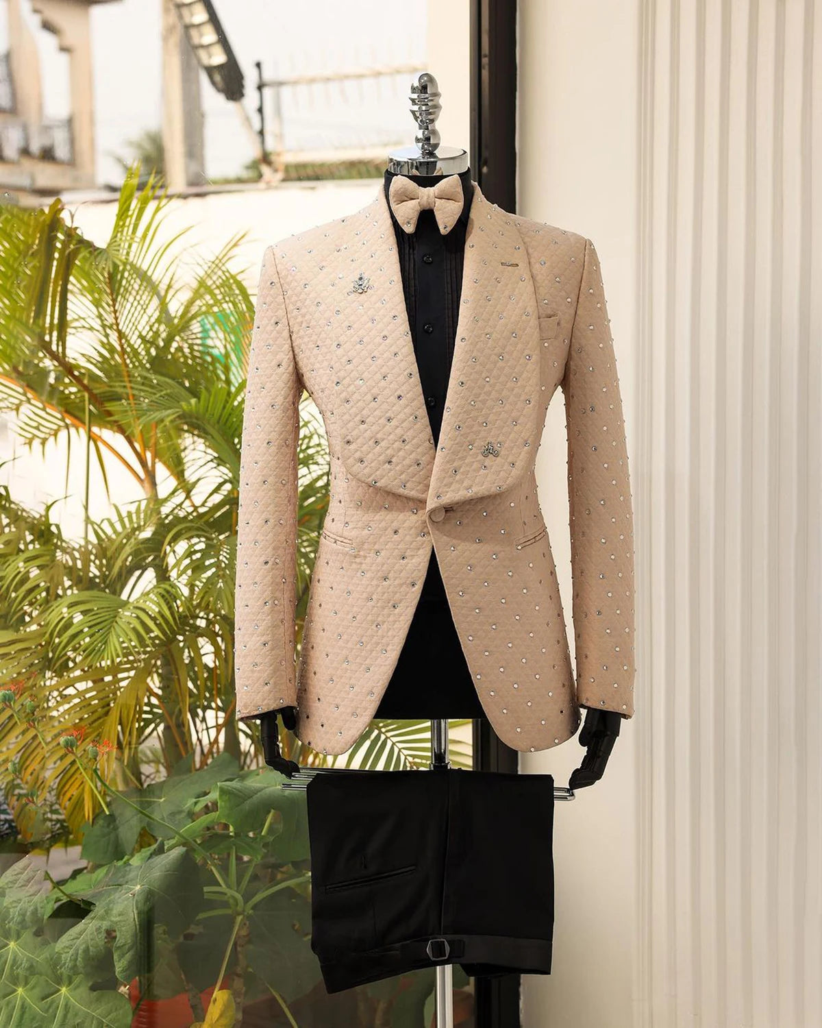 Fashion Crystal Men's Suit Wedding Suits Comfort 2-Pieces Slim Fit Tailor-Made Groom Groomsman Formal Occasions Size Customized