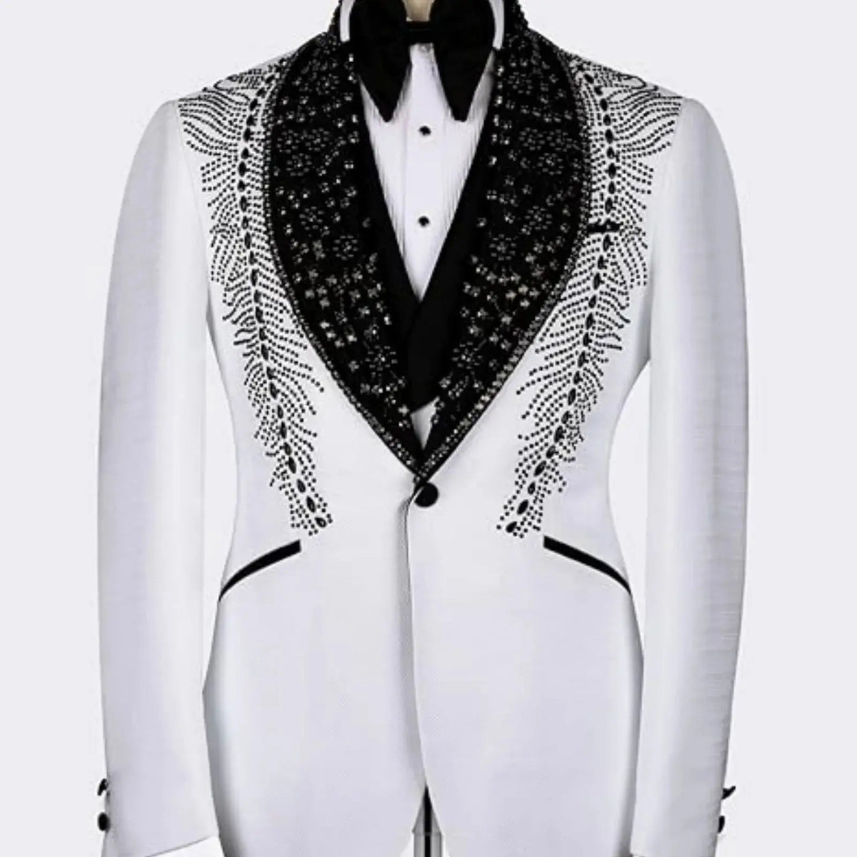 Elegant Men Suits Slim Fit Rhinestone Shawl Lapel Customized Groom Wedding Tuxedos 3 Pieces Sets Male Blazers