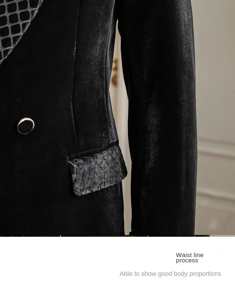 Homemade Autumn and Winter Small Capital Banquet Shade Collar Velvet Suit Gentry Fashion Trendy Suit Jacket Men