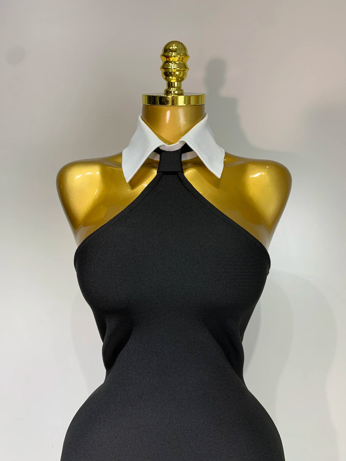 Women Sexy Backless White Shirt Collar Black Mini Bodycon Bandage Dress Elegant Evening Club Party Luxury Birthday Dresses