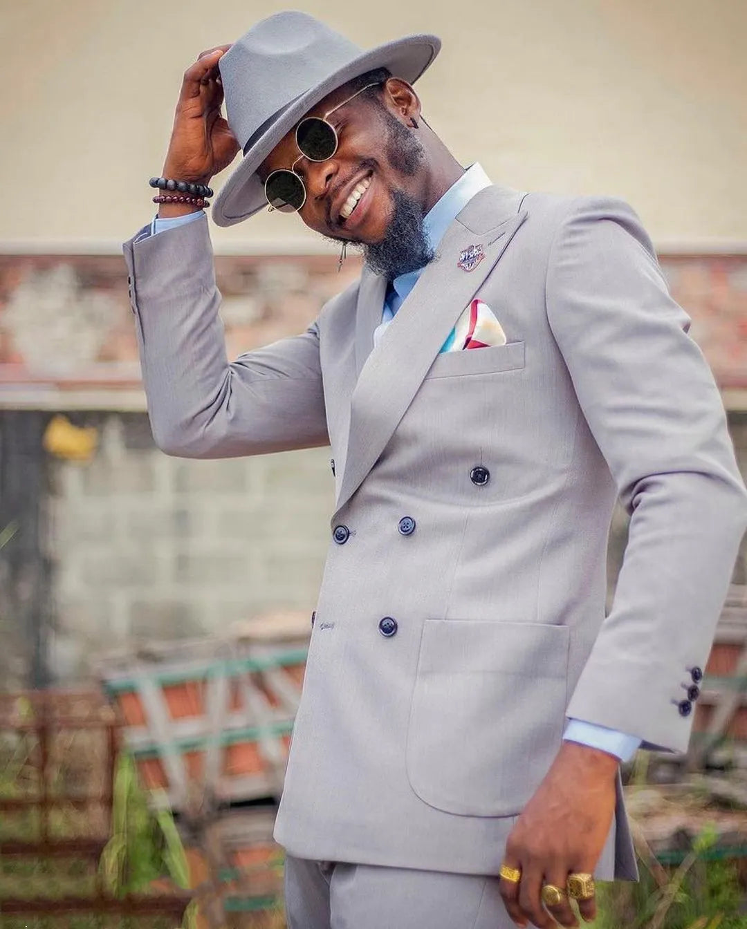 Ensemble veste et pantalon pour homme, costume de mariage gris à double boutonnage, style business, 2 pièces (manteau et pantalon) 